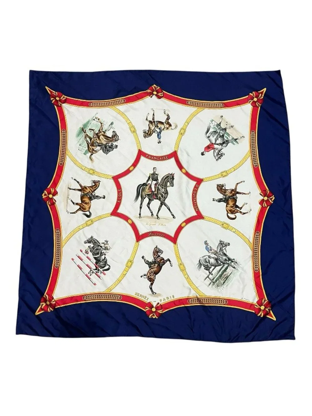 Hermes Ecole Francaise D'Equitation Silk Scarf Carre 90 Equestrian